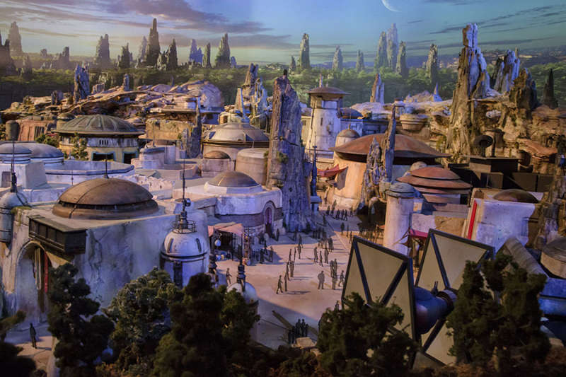 STAR WARS-THEMED LAND MODEL AT D23 EXPO — The epic, fully detailed model of the Star Wars-themed lands under development at Disneyland park in Anaheim, Calif. and Disney’s Hollywood Studios in Orlando, Fla. remains on display in Walt Disney Parks and Resorts’ 'A Galaxy of Stories' pavilion throughout D23 Expo at the Anaheim Convention Center. The stunning exhibition gives D23 Expo guests an up-close look at what’s to come on this never-before seen planet. (Joshua Sudock/Disney Parks)