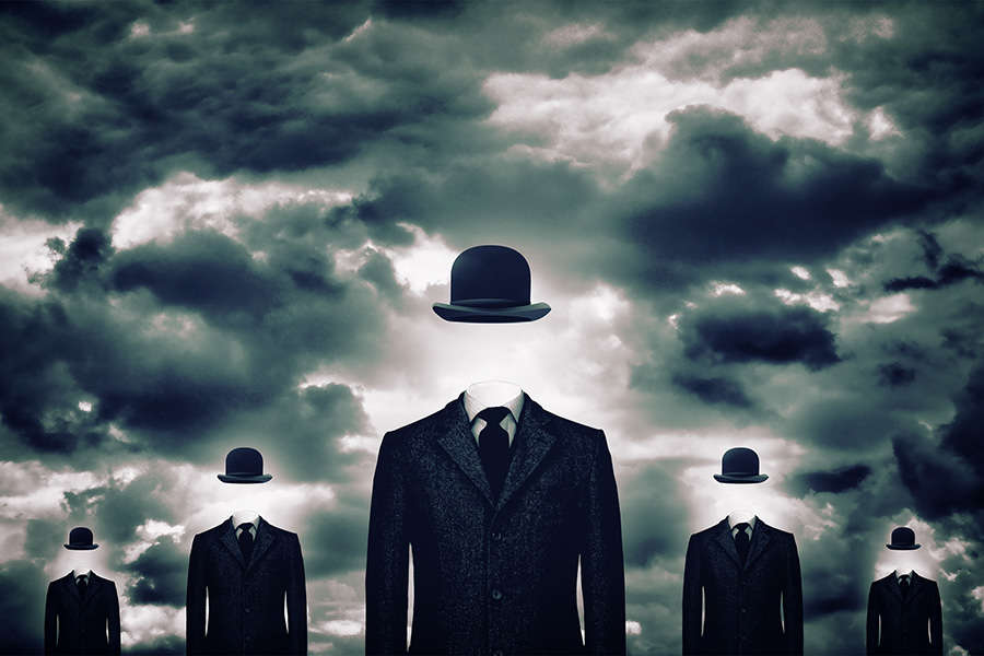 Anonymous businessmen with bowler hats