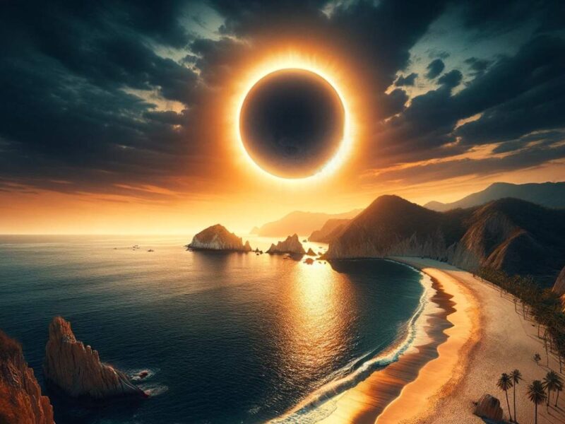 Playa Brujas en Mazatlán, eclipse solar