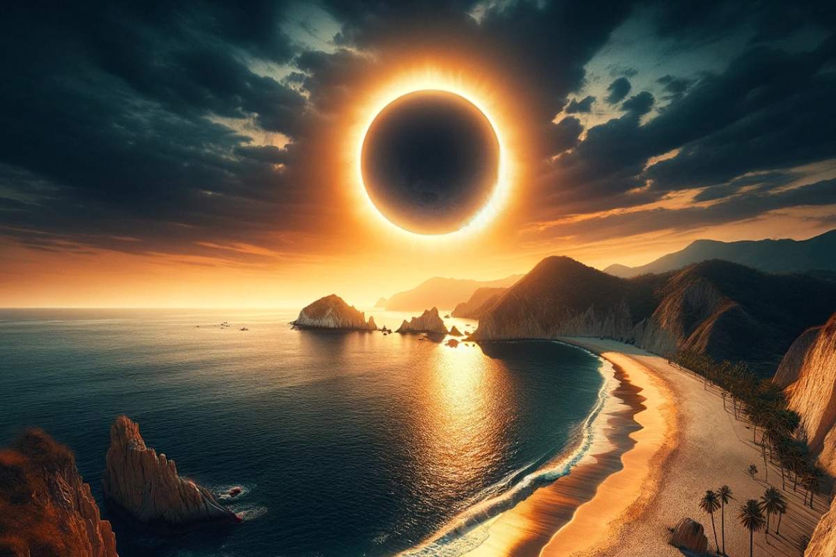 Playa Brujas en Mazatlán, eclipse solar