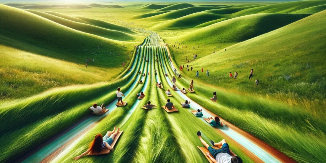 green grass slides en Inner Mongolia