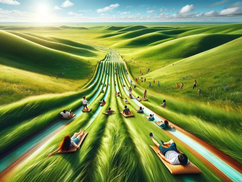 green grass slides en Inner Mongolia