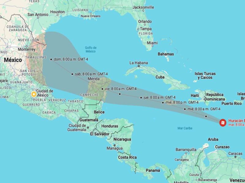 Trayectoria de Huracán Beryl