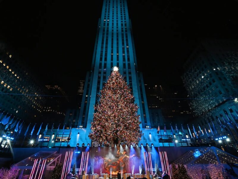 El abeto noruego de 23 metros que se iluminará en Rockefeller Plaza en Nueva York.