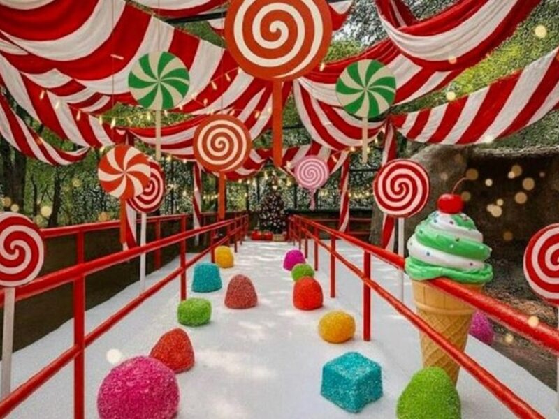 El Bosque Navideño y Candyland crean un escenario mágico lleno de color, dulzura y momentos para recordar.