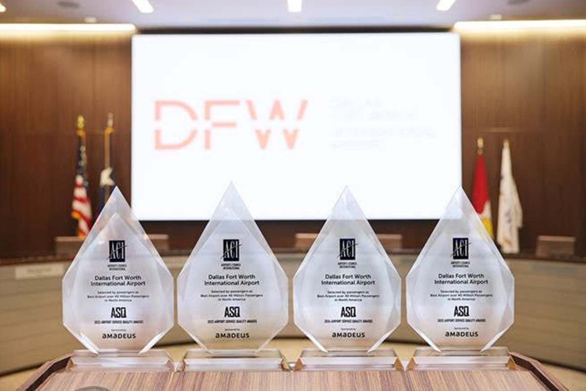 Aeropuerto Internacional Dallas Fort Worth recibe por cuarto año el Premio ASQ del Consejo Internacional de Aeropuertos.