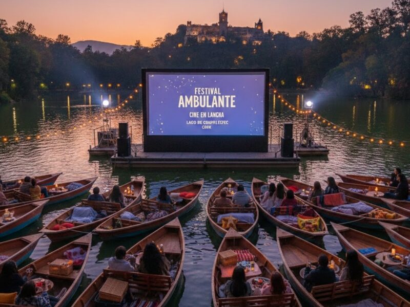 Visitantes disfrutan del Festival Ambulante 2026 en el Lago de Chapultepec.