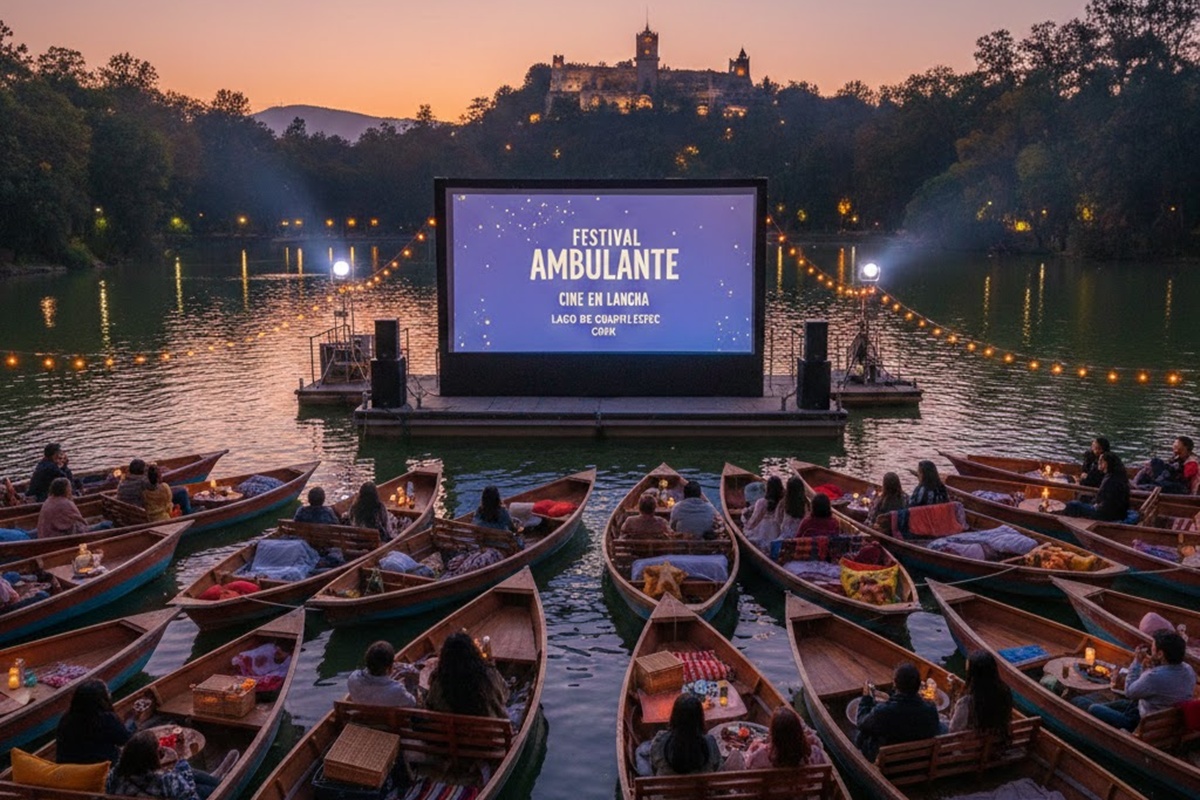 Visitantes disfrutan del Festival Ambulante 2026 en el Lago de Chapultepec.