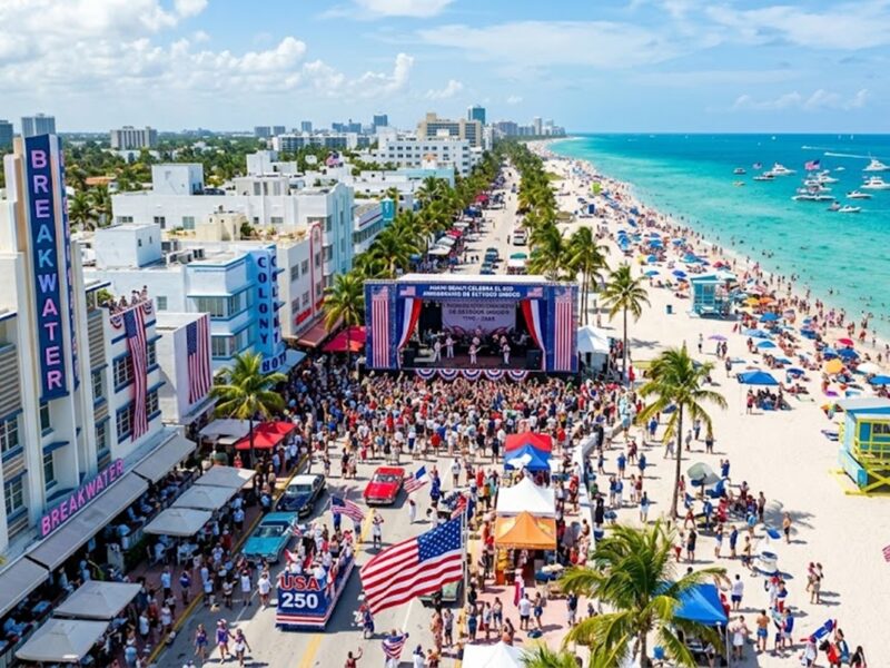Miami Beach celebra el 250 aniversario de Estados Unidos con eventos patrióticos.