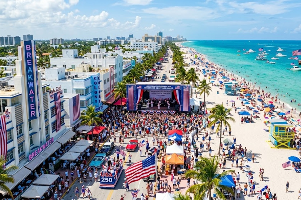 Miami Beach celebra el 250 aniversario de Estados Unidos con eventos patrióticos.